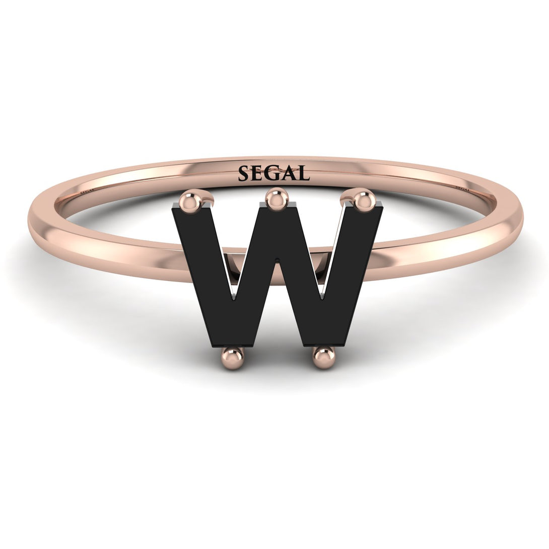 W Letter - Initial Rose Gold Diamond Ring