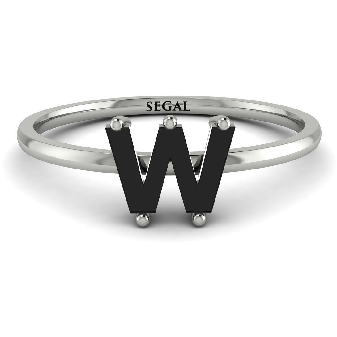 W Letter - Initial White Gold Diamond Ring