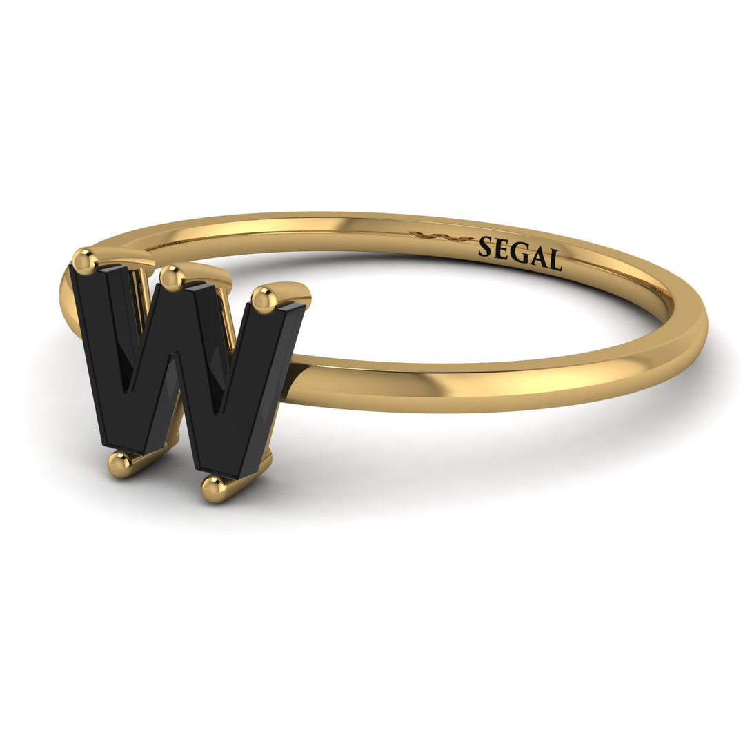 W Letter - Initial Gold Diamond Ring