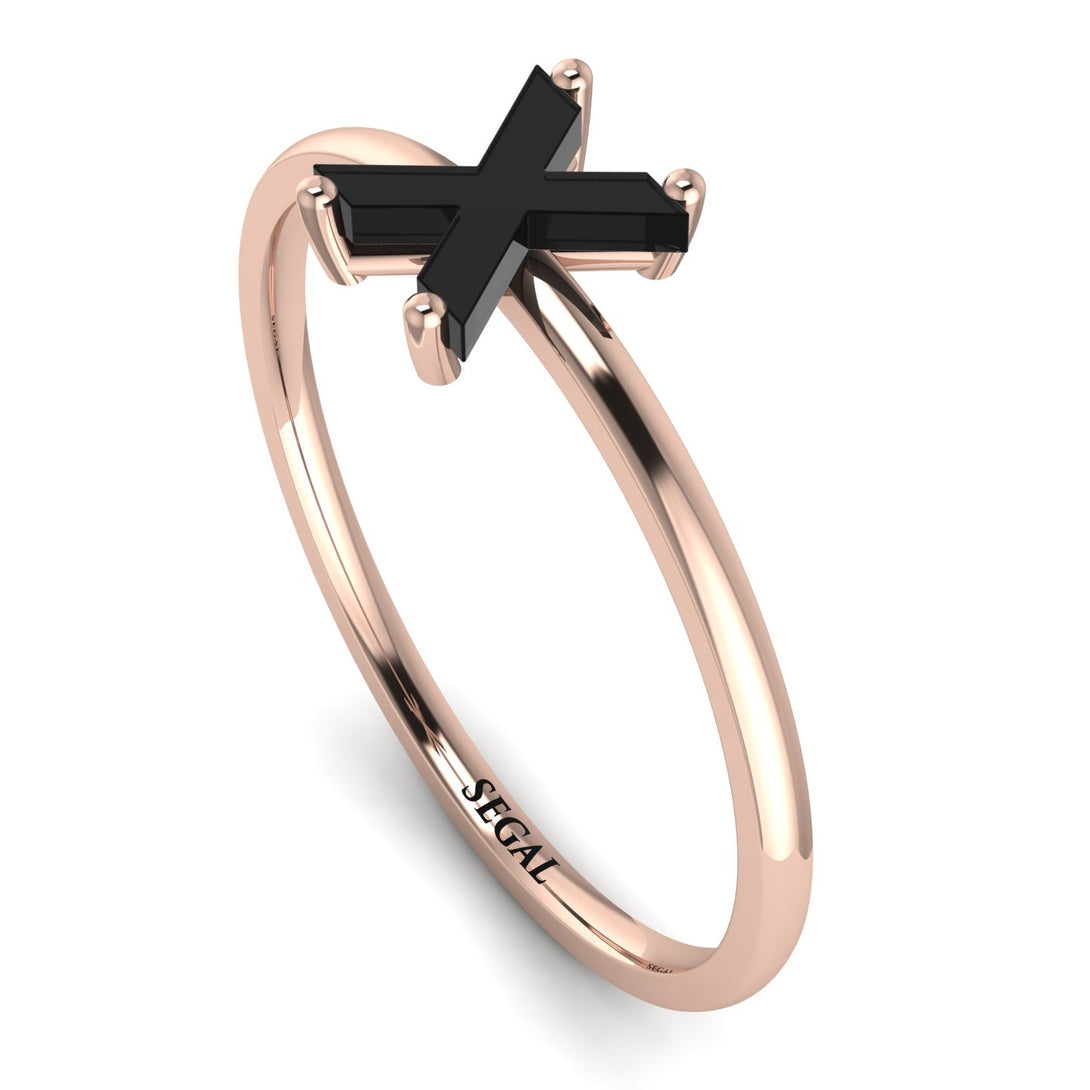 X Letter - Initial Rose Gold Diamond Ring
