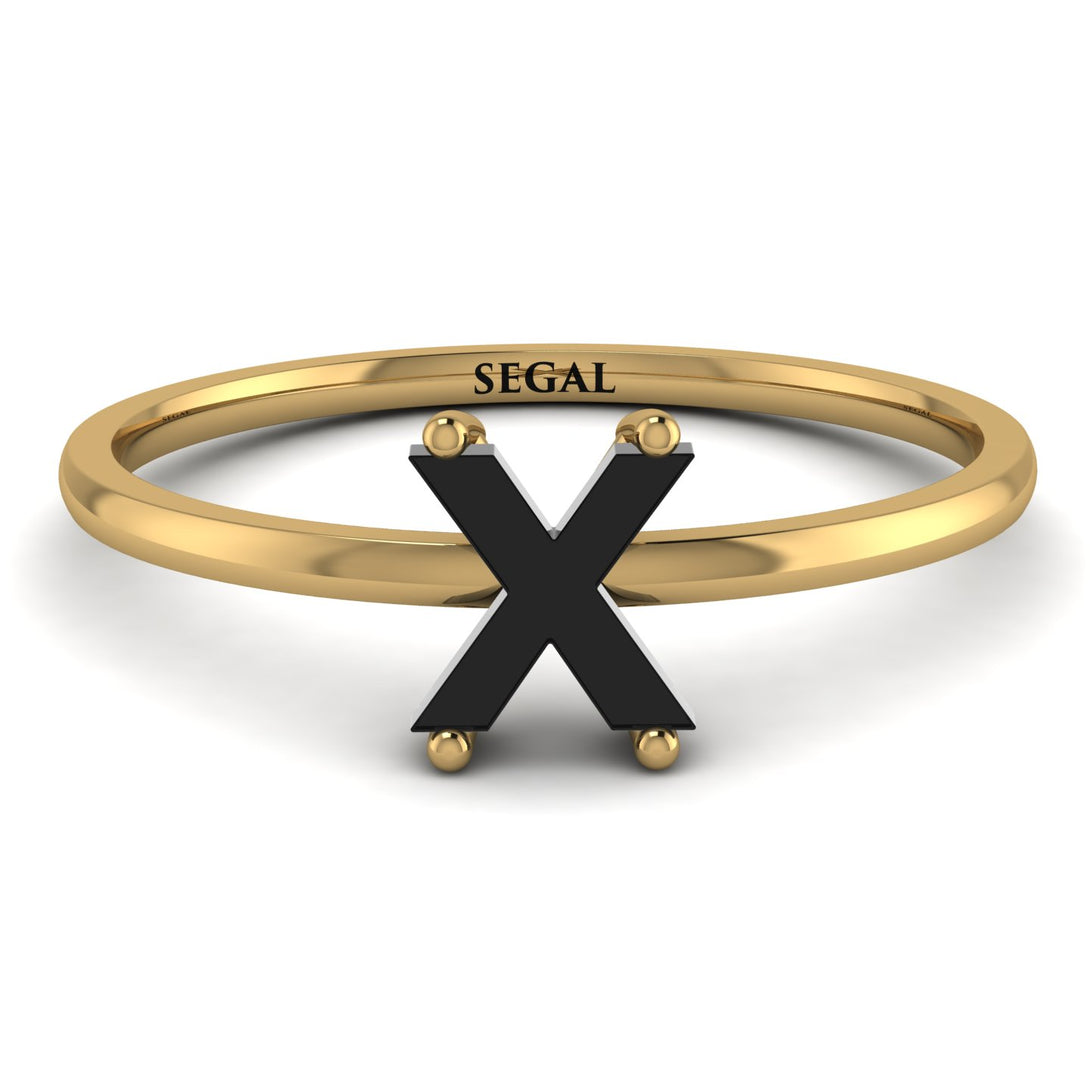 X Letter - Initial Gold Diamond Ring