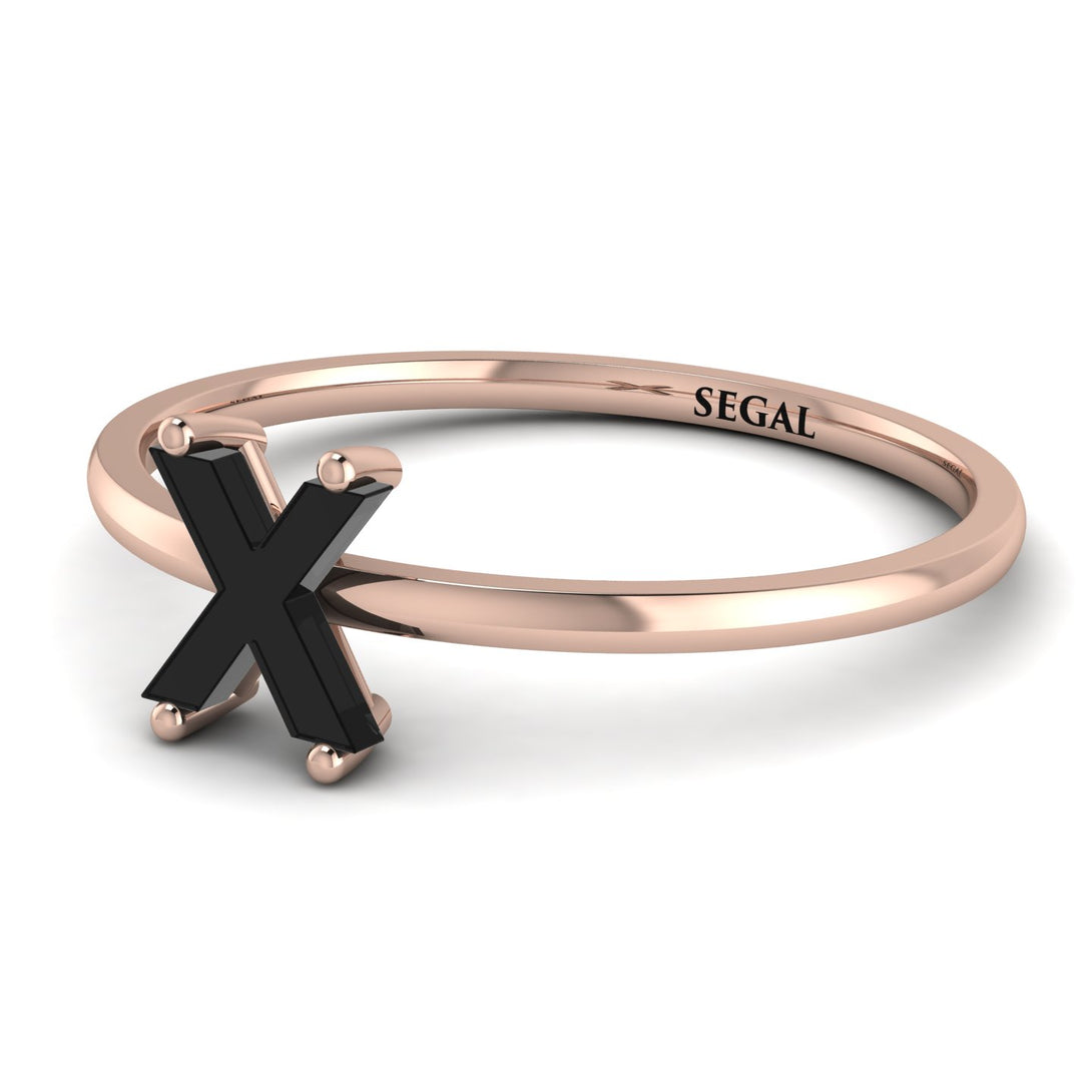 X Letter - Initial Rose Gold Diamond Ring