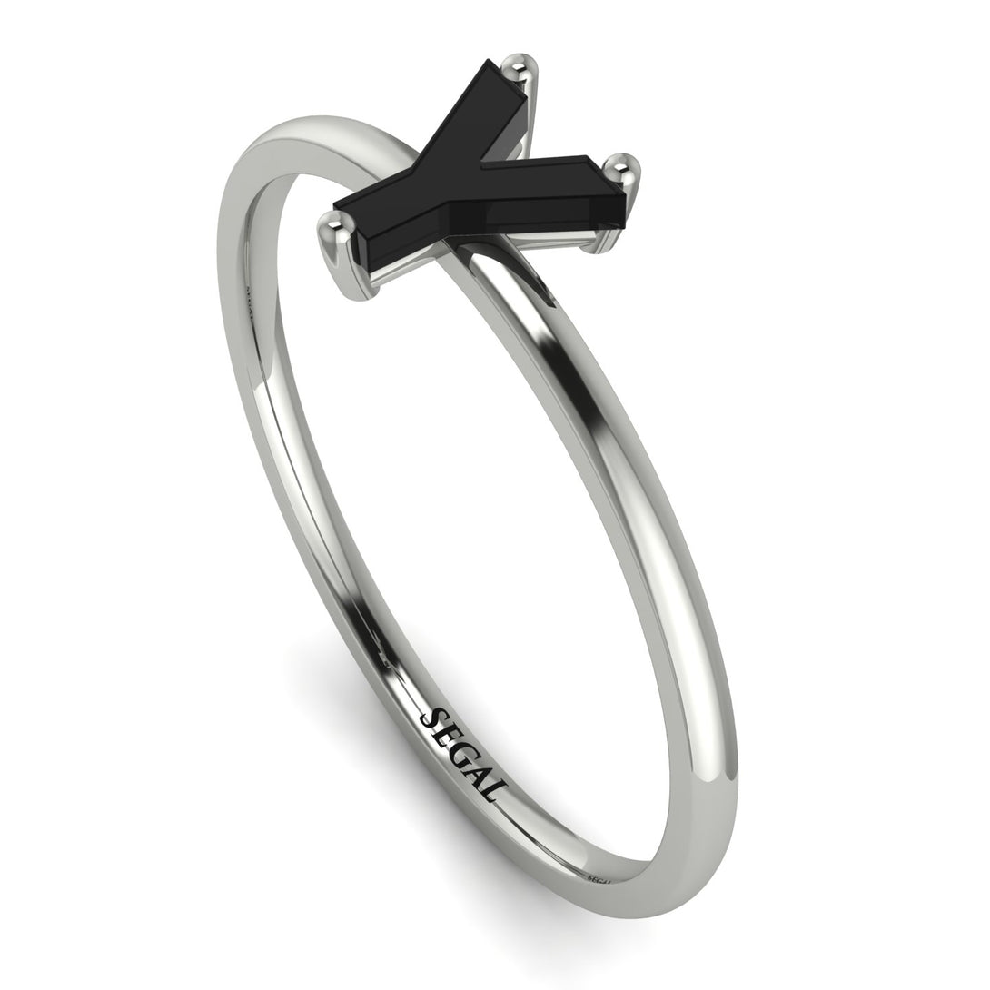 Y Letter - Initial White Gold Diamond Ring