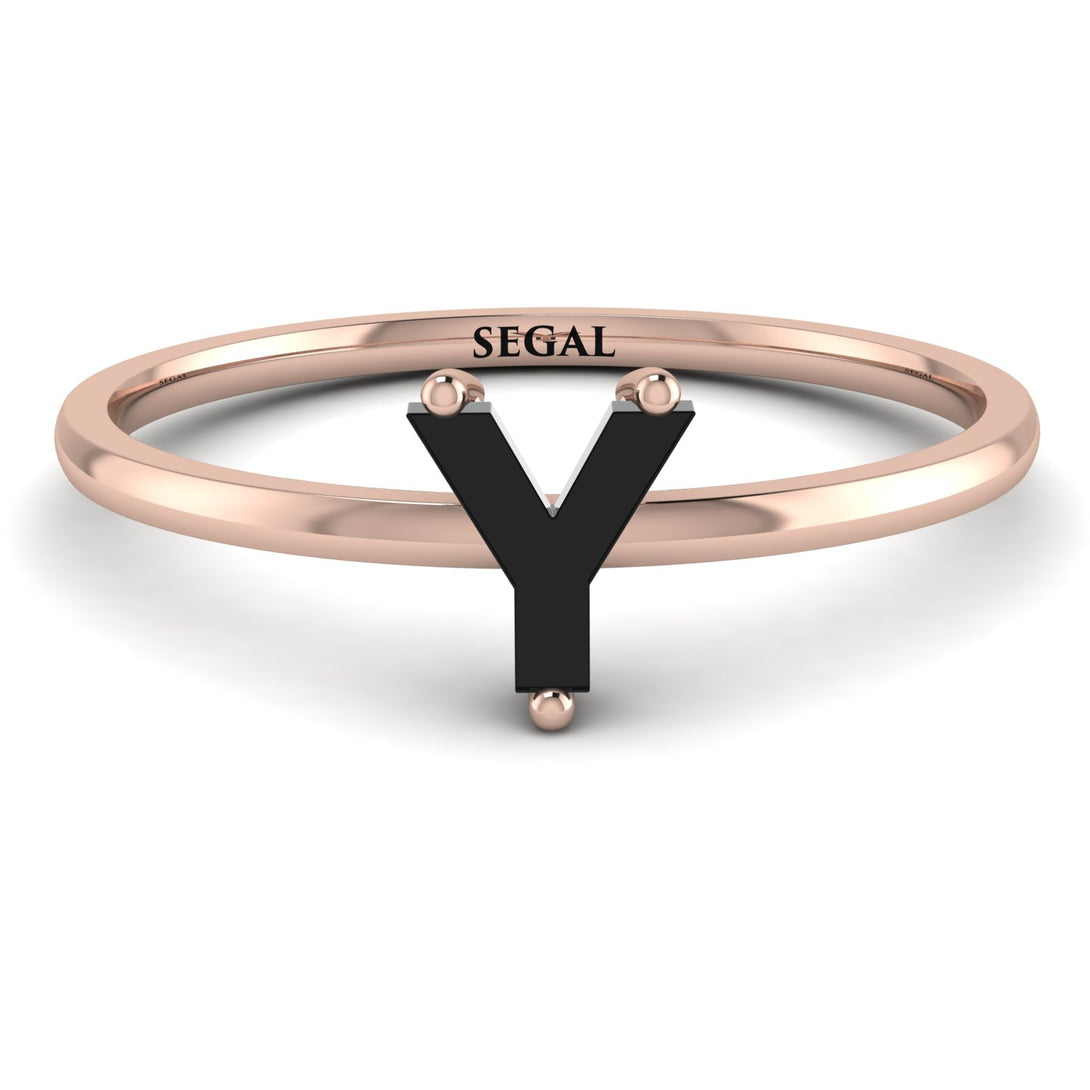 Y Letter - Initial Rose Gold Diamond Ring