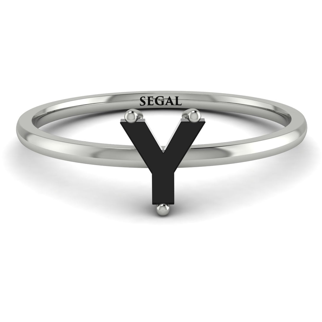 Y Letter - Initial White Gold Diamond Ring
