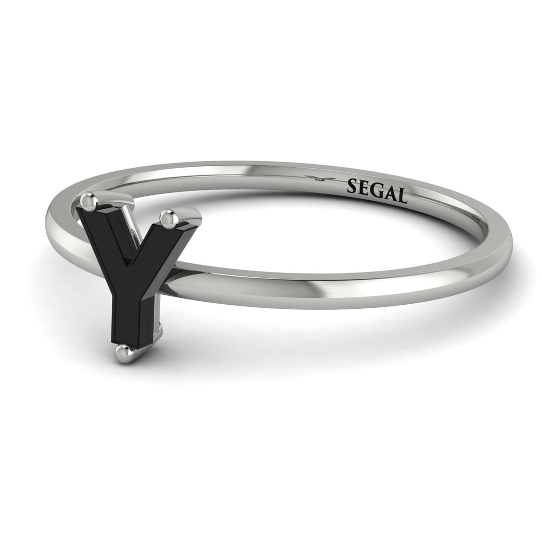 Y Letter - Initial White Gold Diamond Ring