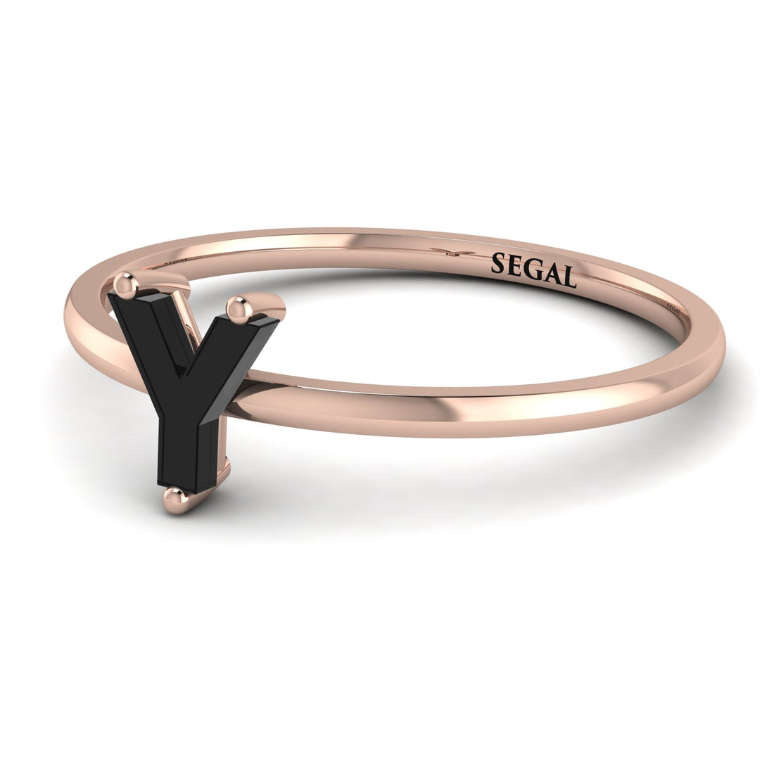 Y Letter - Initial Rose Gold Diamond Ring