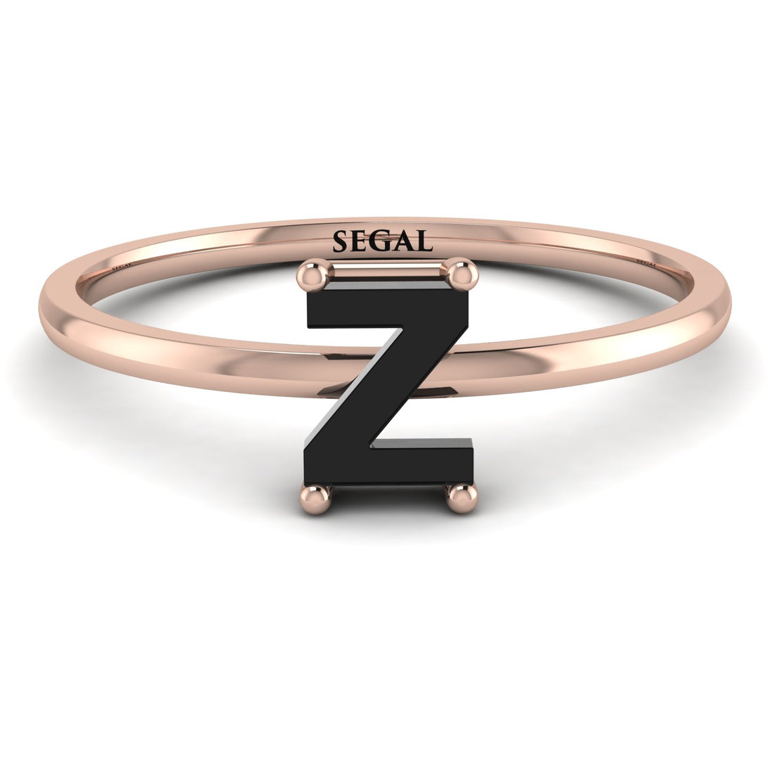 Z Letter - Initial Rose Gold Diamond Ring