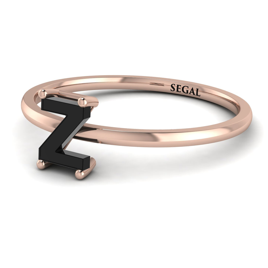 Z Letter - Initial Rose Gold Diamond Ring