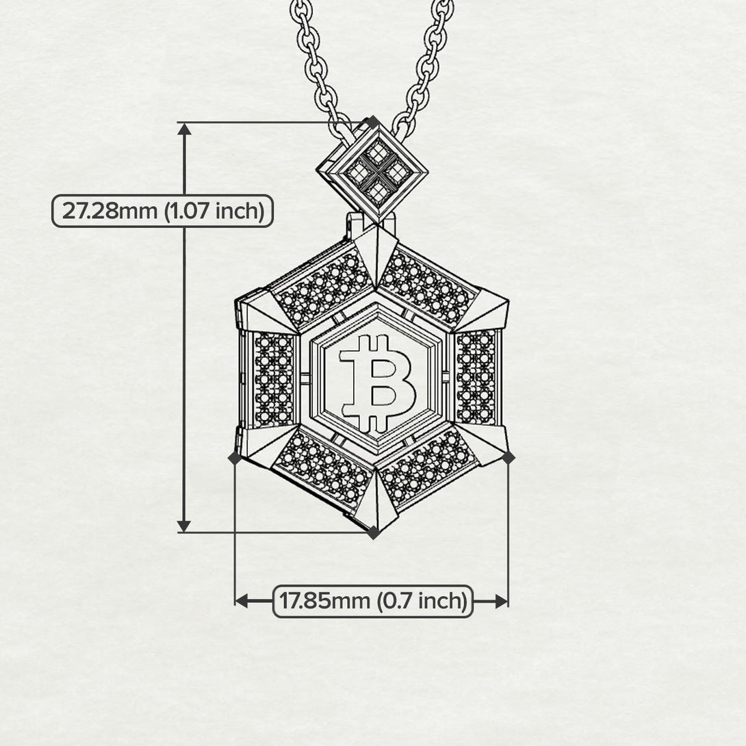 Hexagon Diamond Bitcoin Pendant - Jeremiah No. 2
