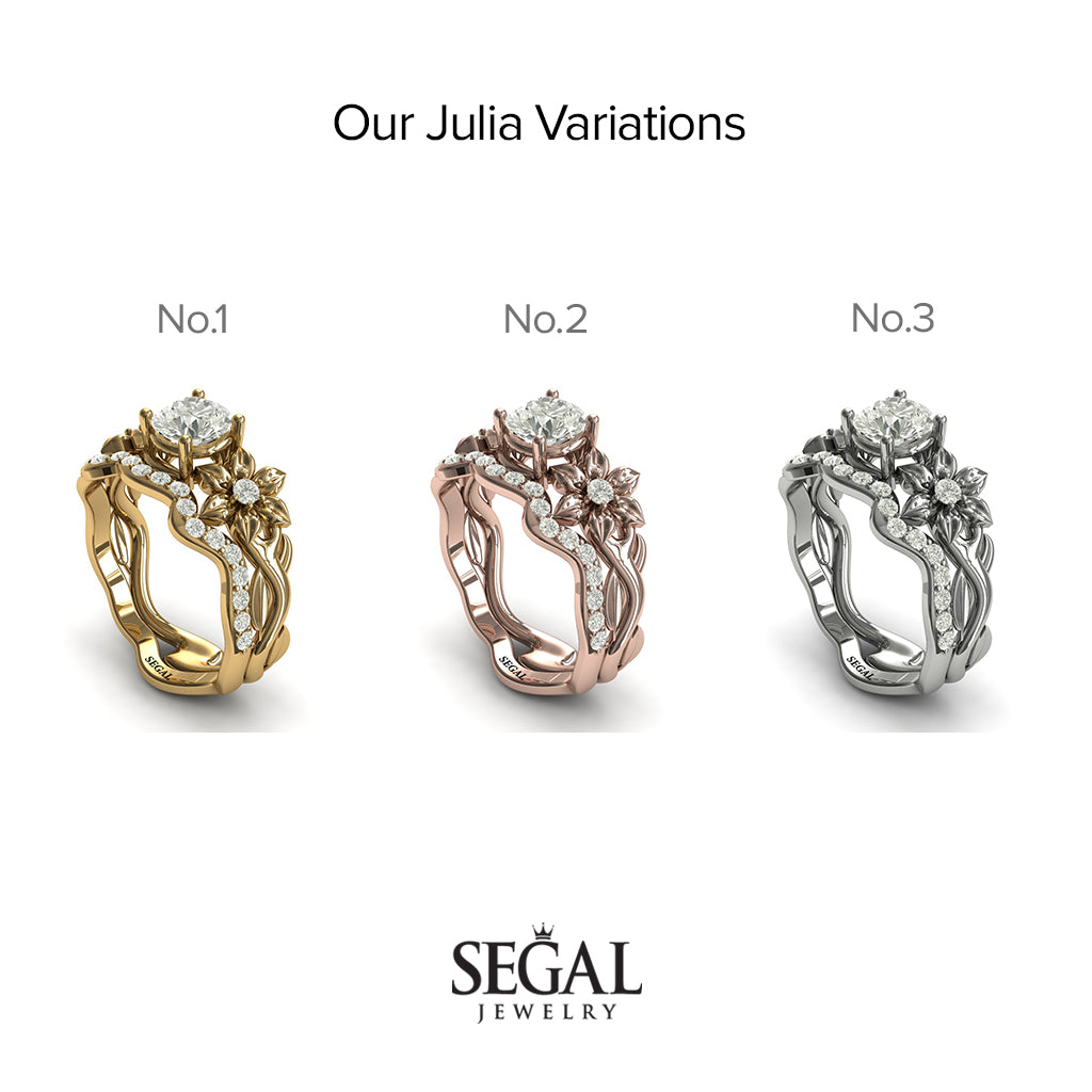 Floral Engagement Ring For All Eternity Bridal Set Ring - Julia no. 1