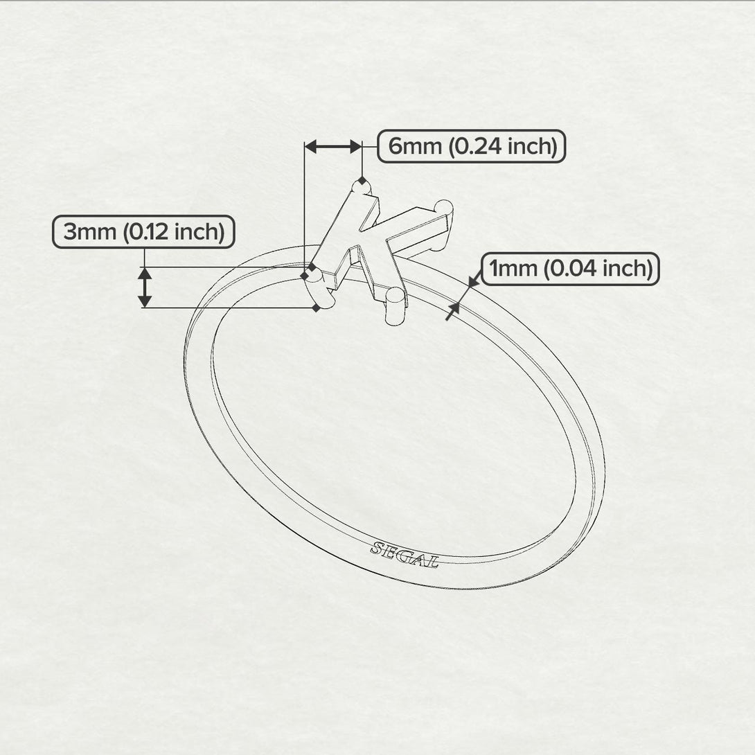 K Letter - Initial Rose Gold Diamond Ring