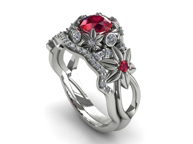Eddy's Flowers And Branches Bridal Set Diamond Ring - Katherine no. 30