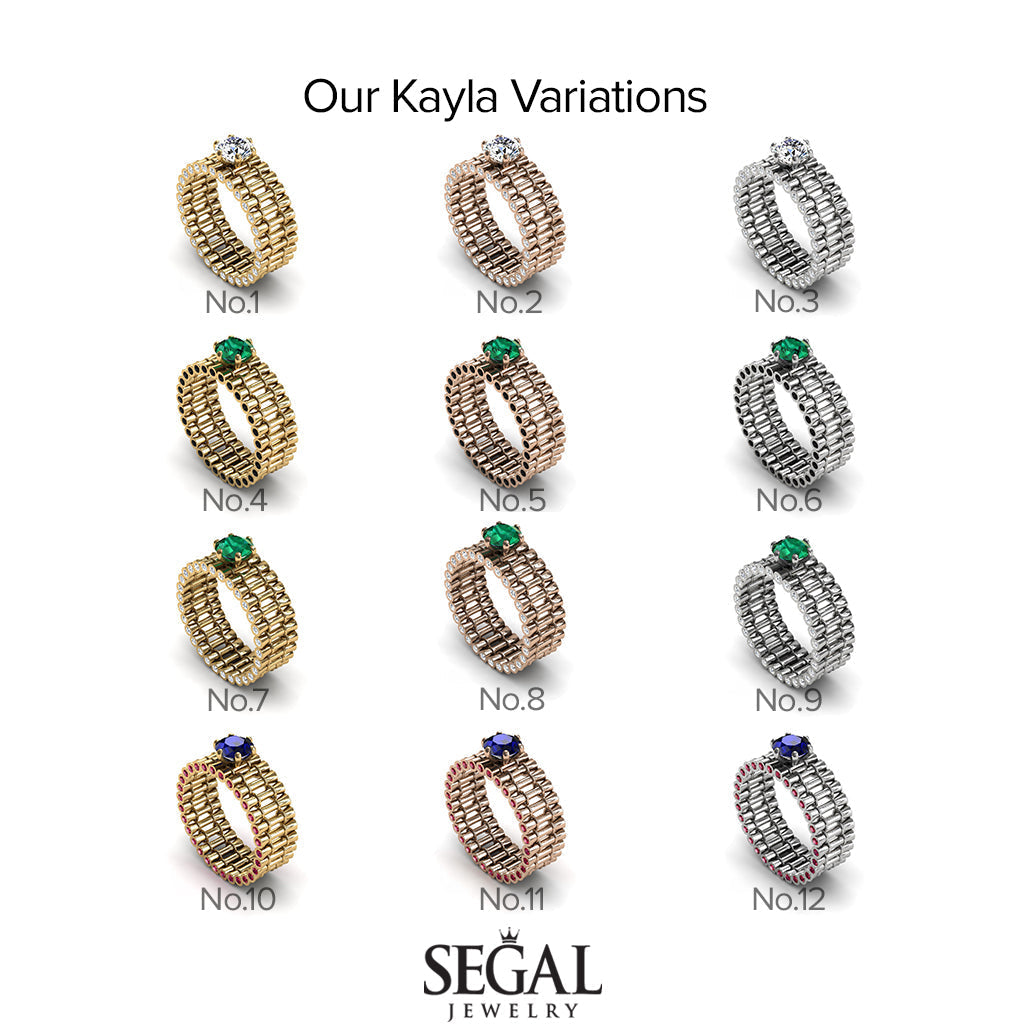 Unique Engagement Ring Diamond ring 14K White Gold Bamboo Branches Edwardian Ring Filigree Ring White diamond - Kayla no. 21