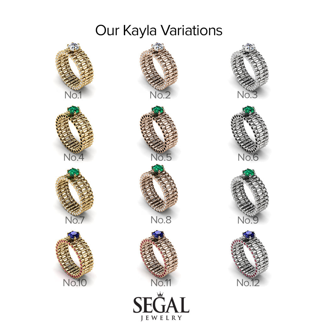 Unique Engagement Ring 14K Yellow Gold Bamboo Branches Edwardian Ring Filigree Ring Sapphire With Ruby - Kayla no. 7