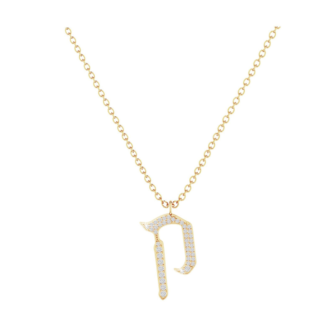 Kof - Hebrew Alef-Bet letter diamond Necklace - Kof letter