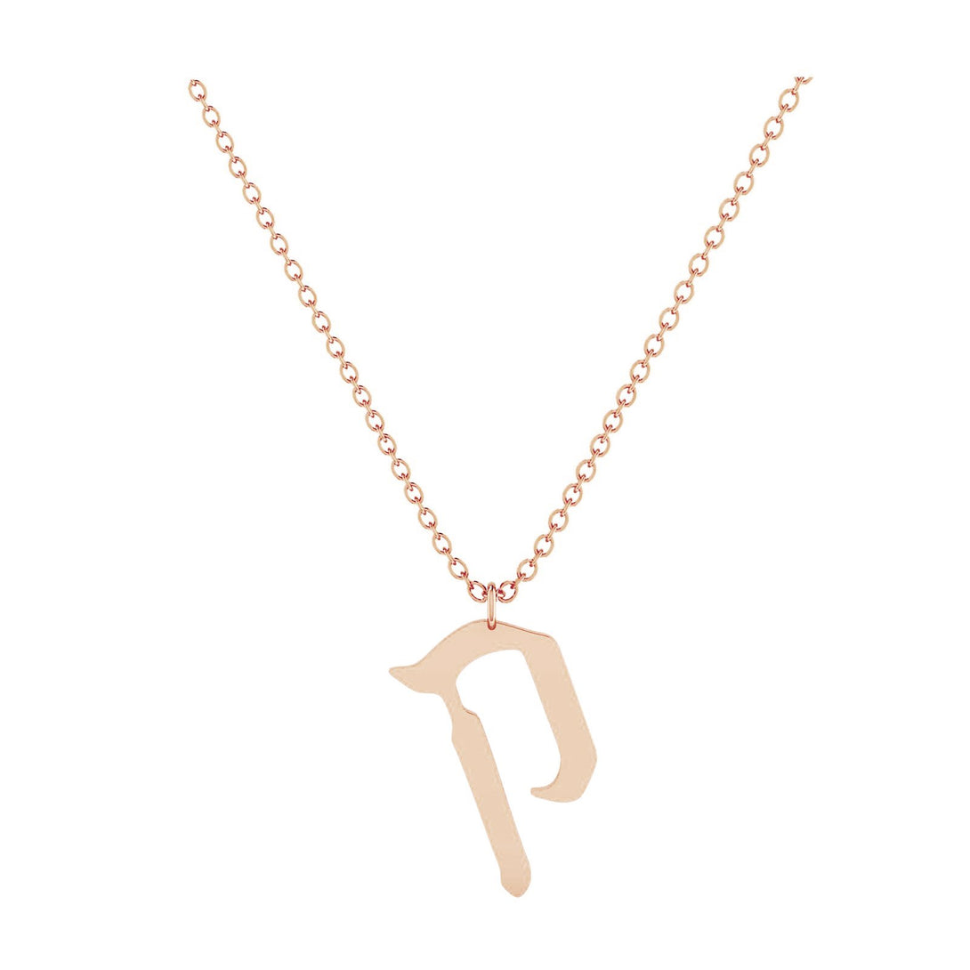 Kof - Hebrew Alef-Bet letter diamond Necklace - Kof letter