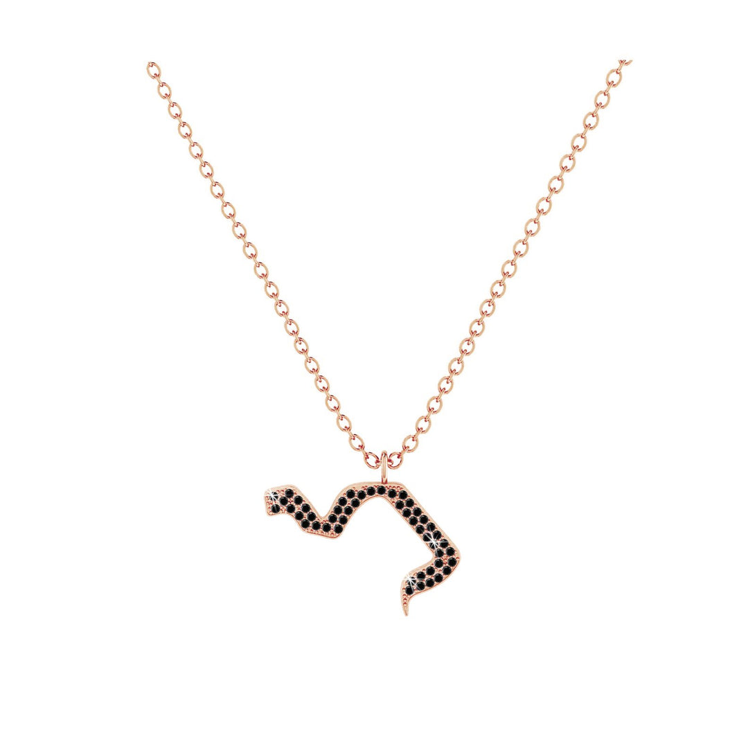 Lamed - Hebrew Alef-Bet letter diamond Necklace - Lamed letter