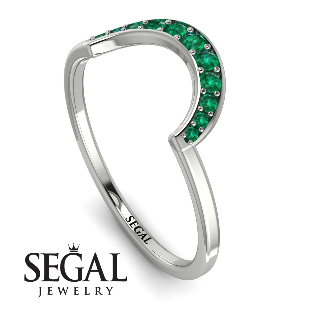 Large Half Round Stacking Emerald Ring - Brooke No. 6