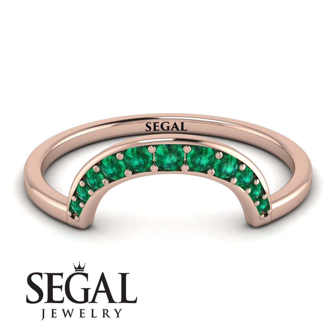 Large Half Round Stacking Emerald Ring - Brooke No. 5