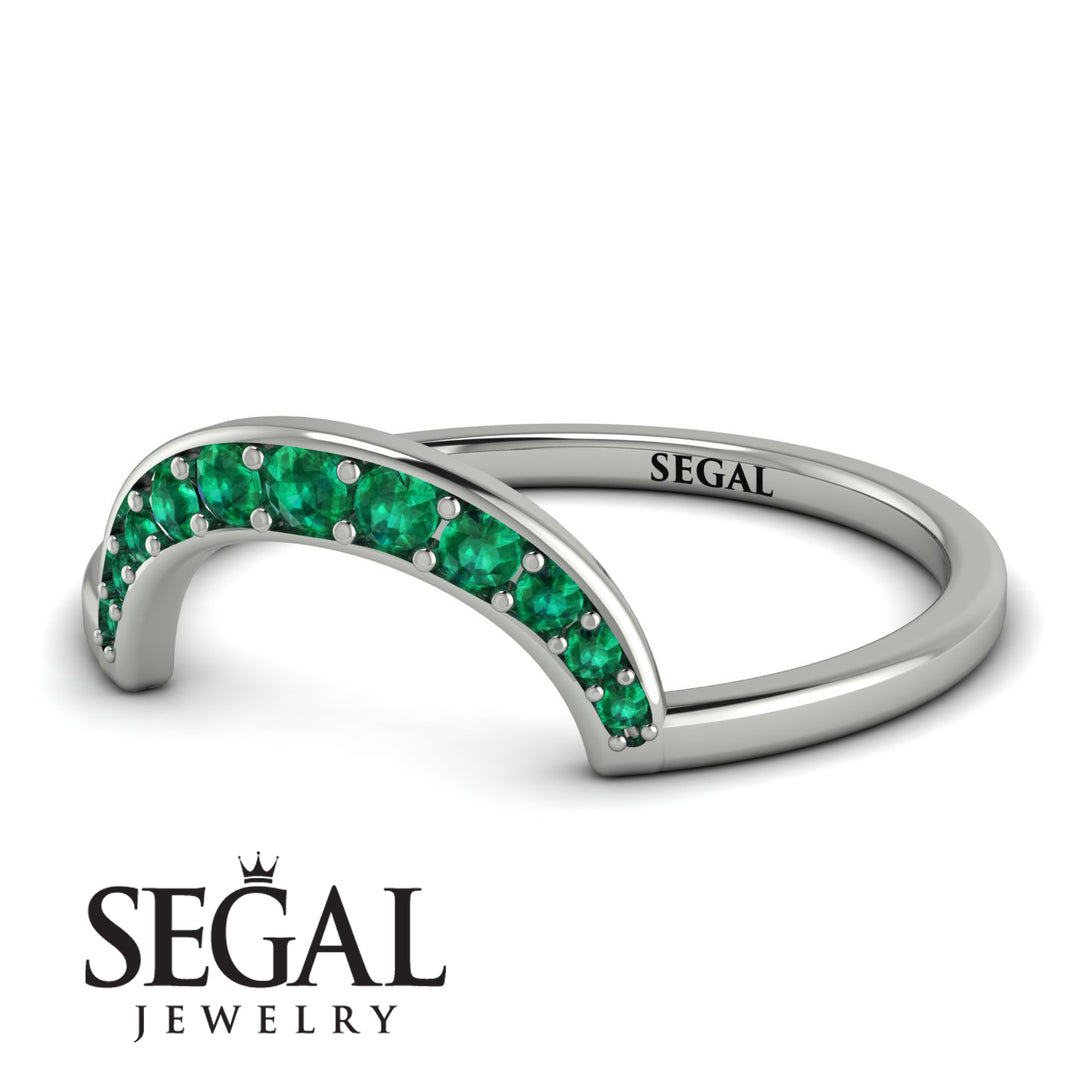 Large Half Round Stacking Emerald Ring - Brooke No. 6