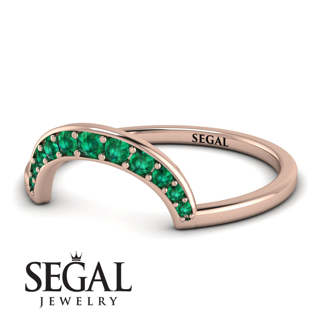 Large Half Round Stacking Emerald Ring - Brooke No. 5