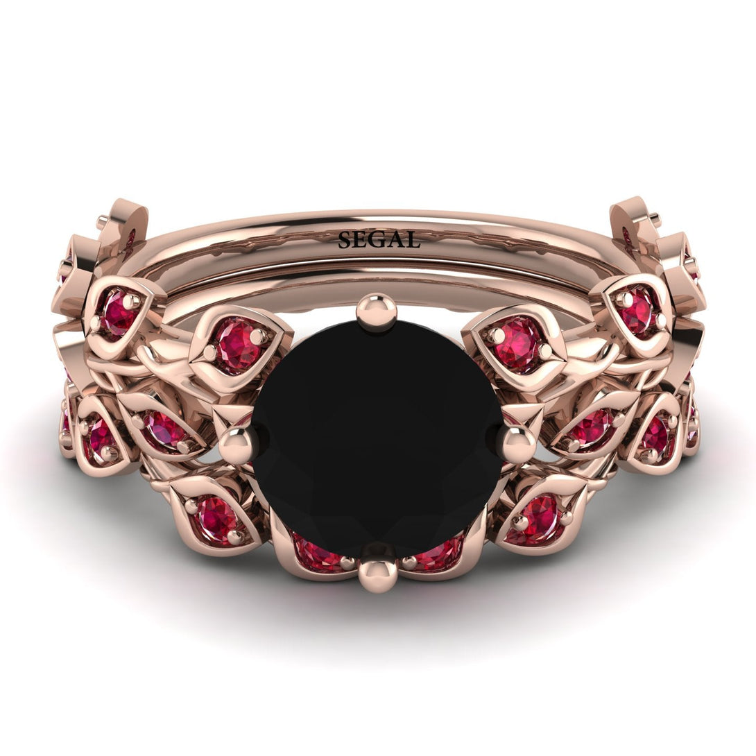 Leaves All Around Black Diamond Wedding Bridal Set - Sydney 2ct No. 53