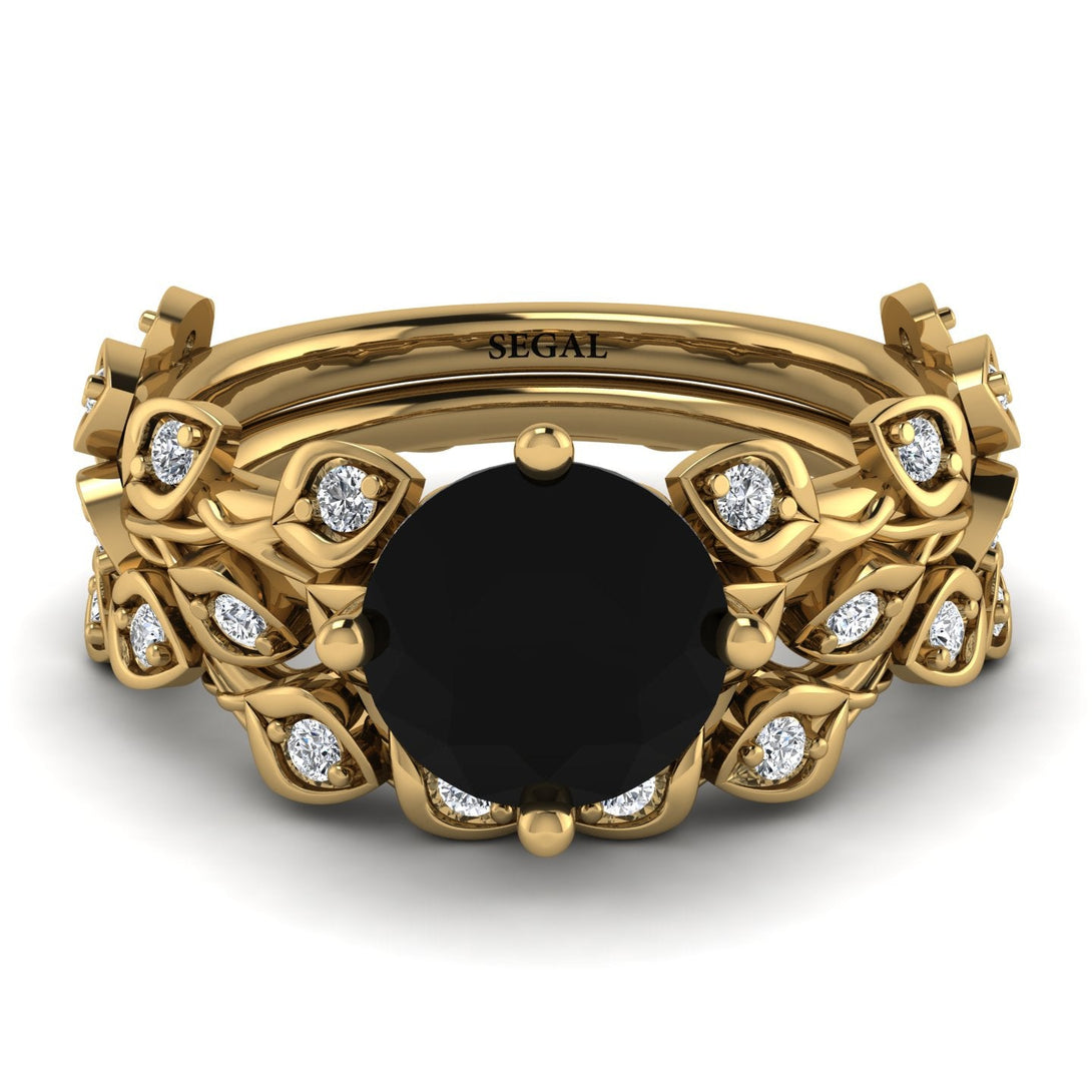 Leaves All Around Black Diamond Wedding Bridal Set - Sydney 2ct No. 7