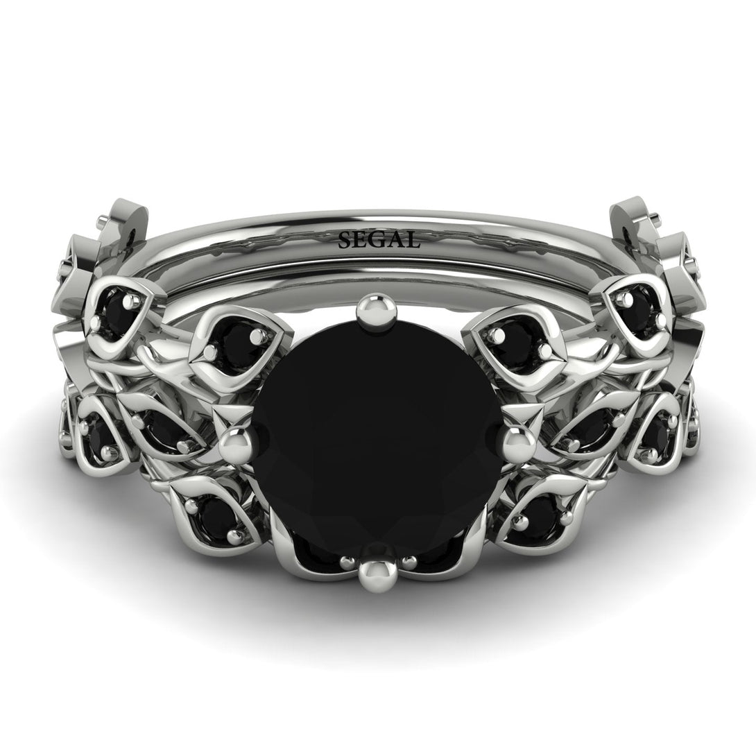 Leaves All Around Black Diamond Wedding Bridal Set - Sydney 2ct No. 39