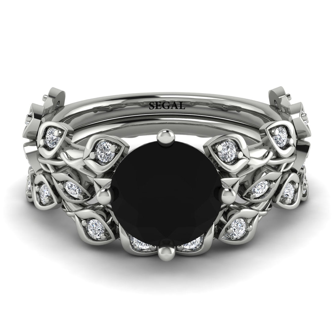 Leaves All Around Black Diamond Wedding Bridal Set - Sydney 2ct No. 9