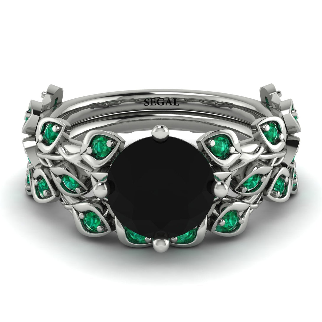 Leaves All Around Black Diamond Wedding Bridal Set - Sydney 2ct No. 24