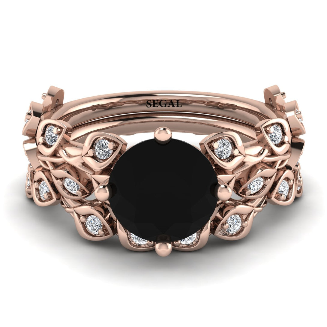 Leaves All Around Black Diamond Wedding Bridal Set - Sydney 2ct No. 8