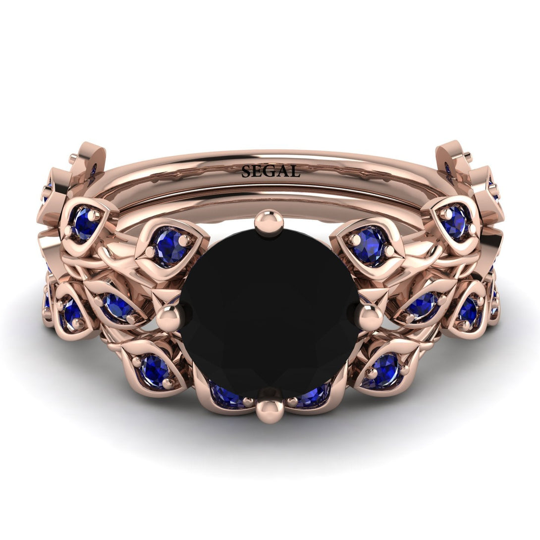 Leaves All Around Black Diamond Wedding Bridal Set - Sydney 2ct No. 68