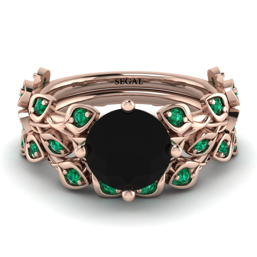 Leaves All Around Black Diamond Wedding Bridal Set - Sydney 2ct No. 23