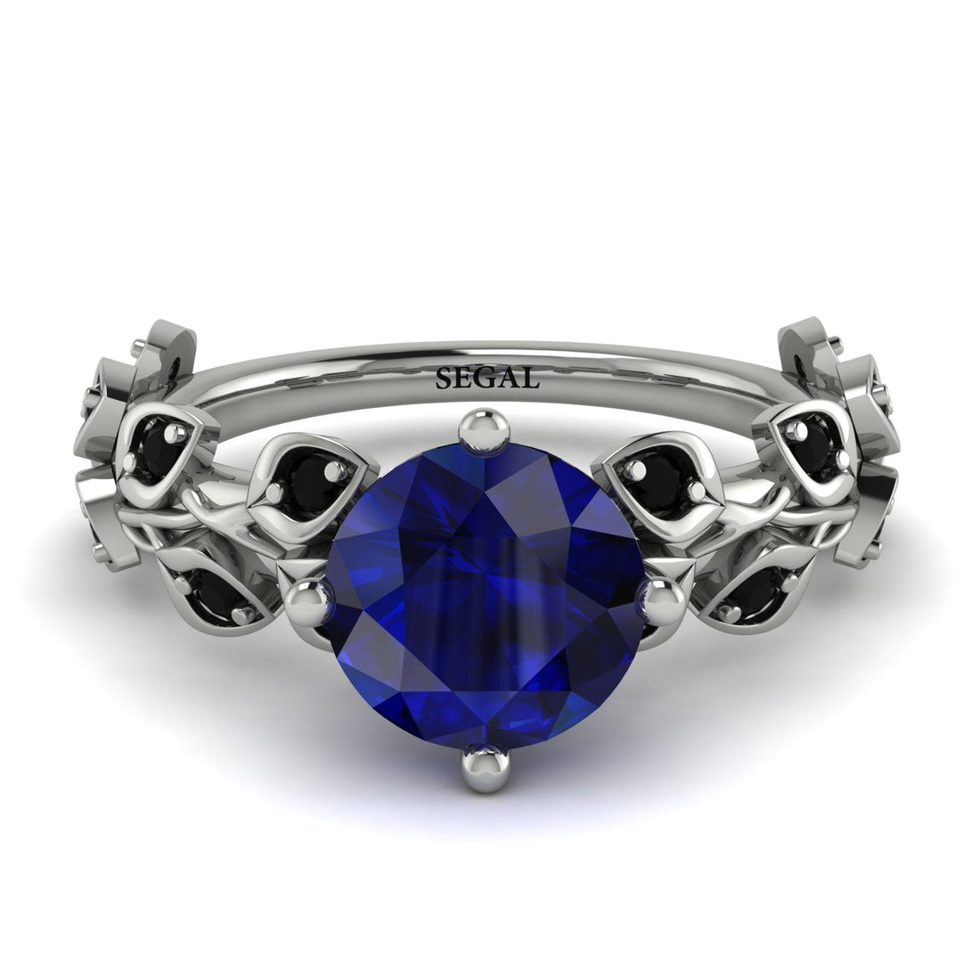 Leaves All Around Blue Sapphire White Gold Ring - Sydney 2ct No. 45