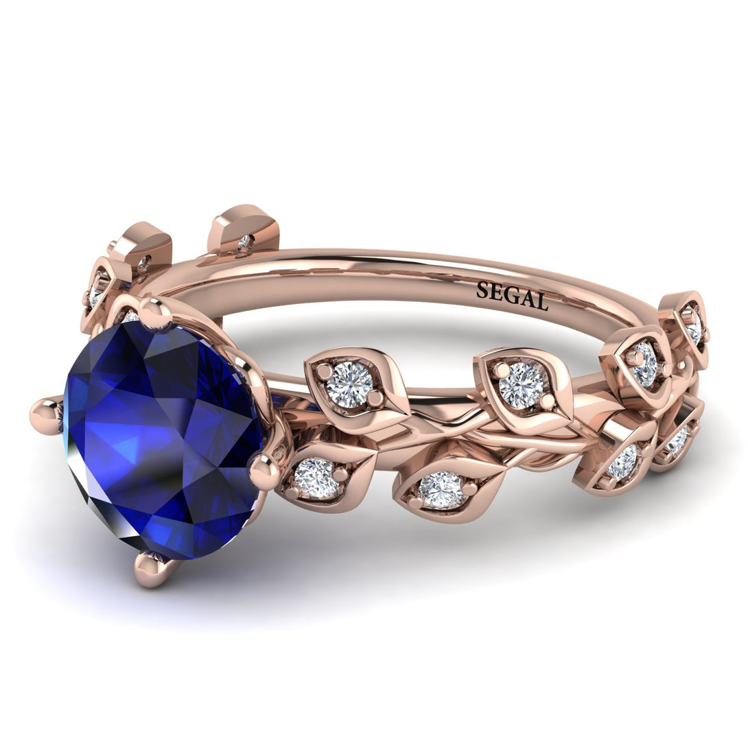 Leaves All Around Blue Sapphire Rose Gold Ring - Sydney 2ct No. 14