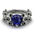 Leaves All Around Blue Sapphire Wedding Bridal Set - Sydney 2ct No. 45
