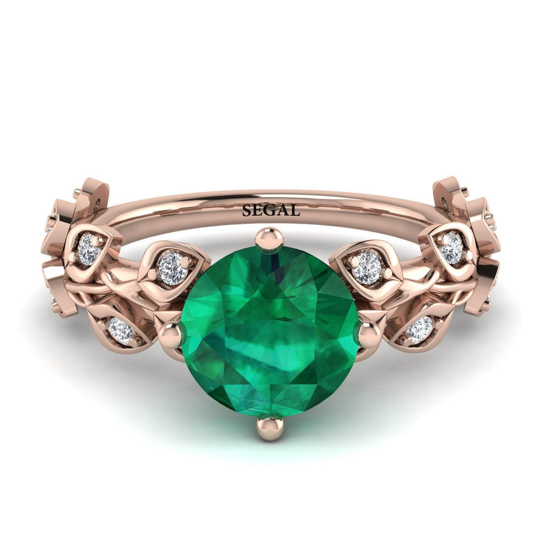Leaves All Around Rose Gold Emerald Ring - Sydney 2ct No. 5