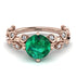 Leaves All Around Rose Gold Emerald Ring - Sydney 2ct No. 5