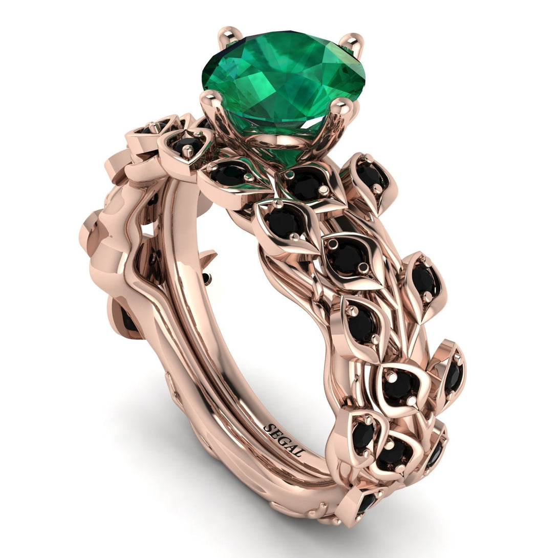 Leaves All Around Green Emerald Wedding Bridal Set - Sydney 2ct No. 35