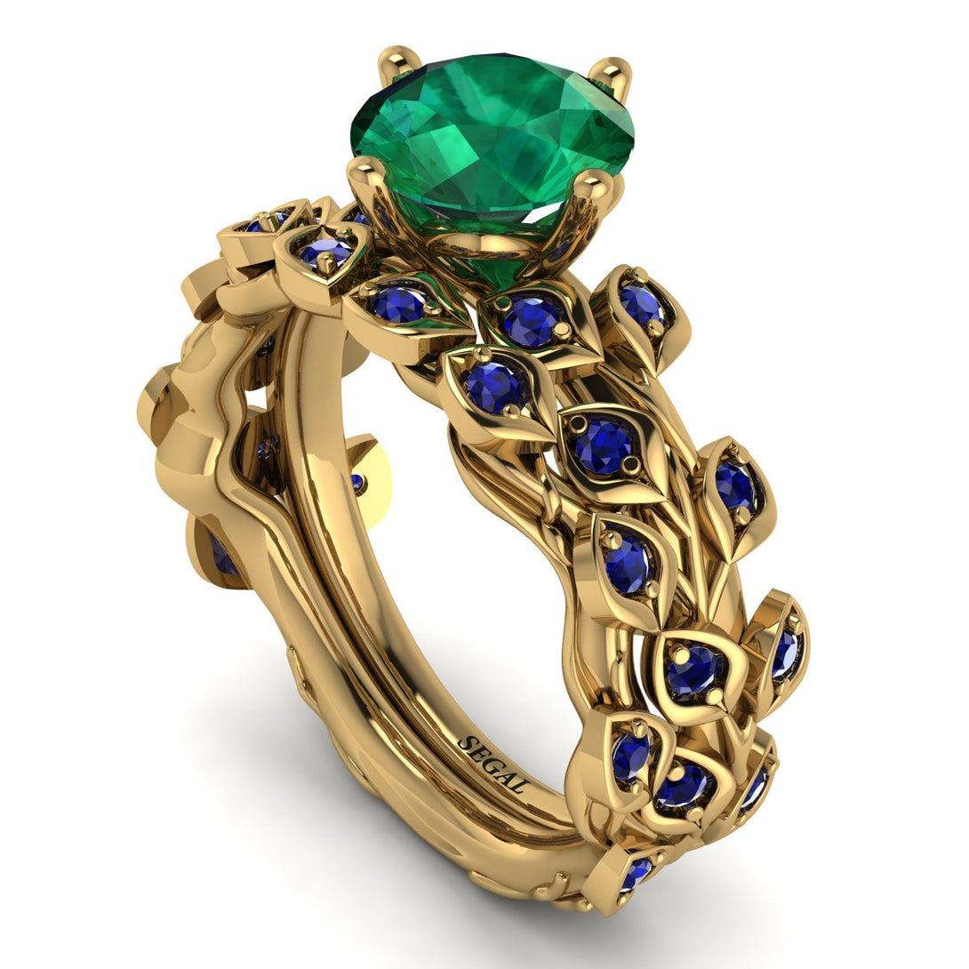 Leaves All Around Green Emerald Wedding Bridal Set - Sydney 2ct No. 64