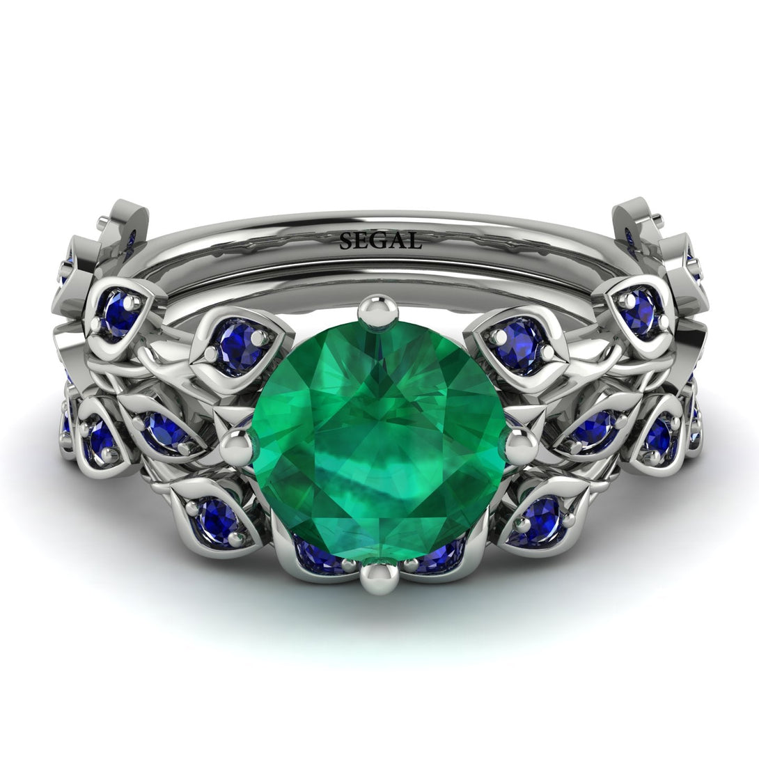 Leaves All Around Green Emerald Wedding Bridal Set - Sydney 2ct No. 66