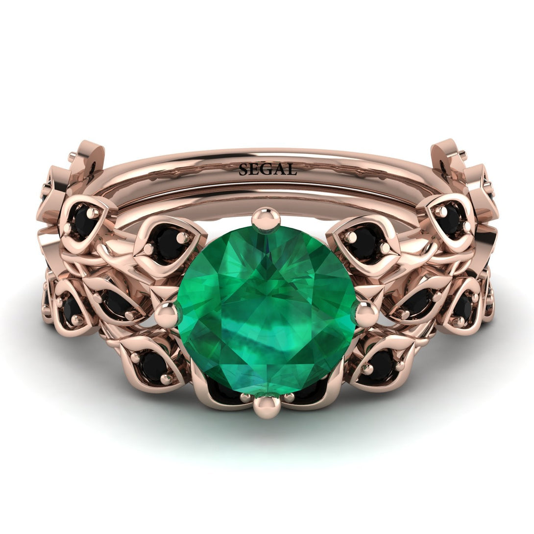 Leaves All Around Green Emerald Wedding Bridal Set - Sydney 2ct No. 35