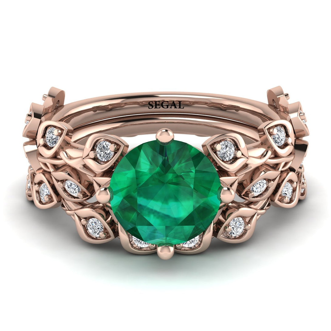 Leaves All Around Green Emerald Wedding Bridal Set - Sydney 2ct No. 5