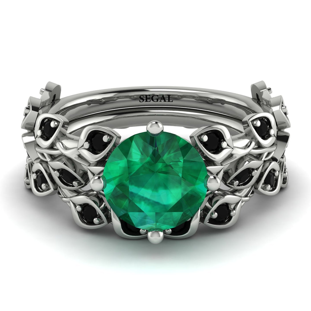 Leaves All Around Green Emerald Wedding Bridal Set - Sydney 2ct No. 36