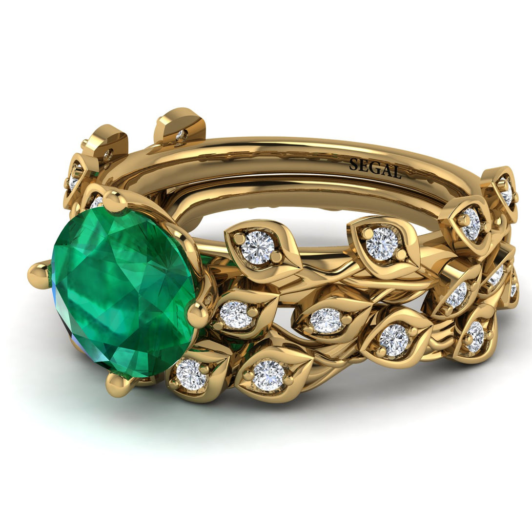 Leaves All Around Green Emerald Wedding Bridal Set - Sydney 2ct No. 4