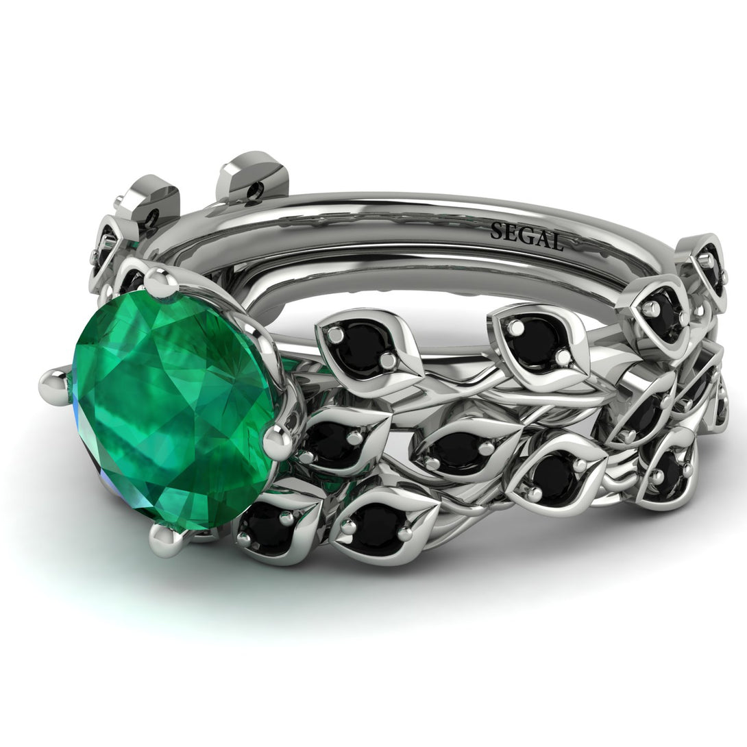 Leaves All Around Green Emerald Wedding Bridal Set - Sydney 2ct No. 36