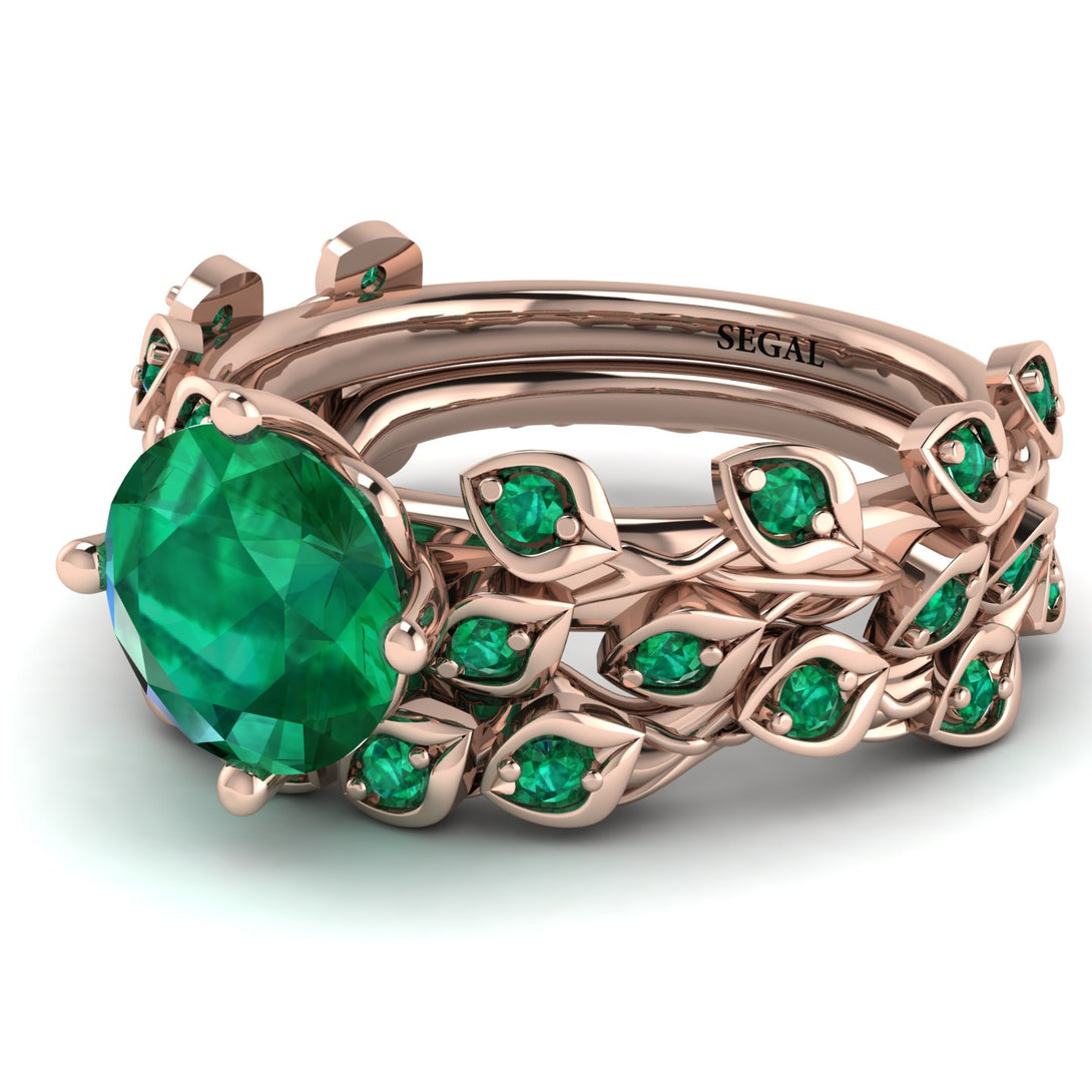Leaves All Around Green Emerald Wedding Bridal Set - Sydney 2ct No. 20