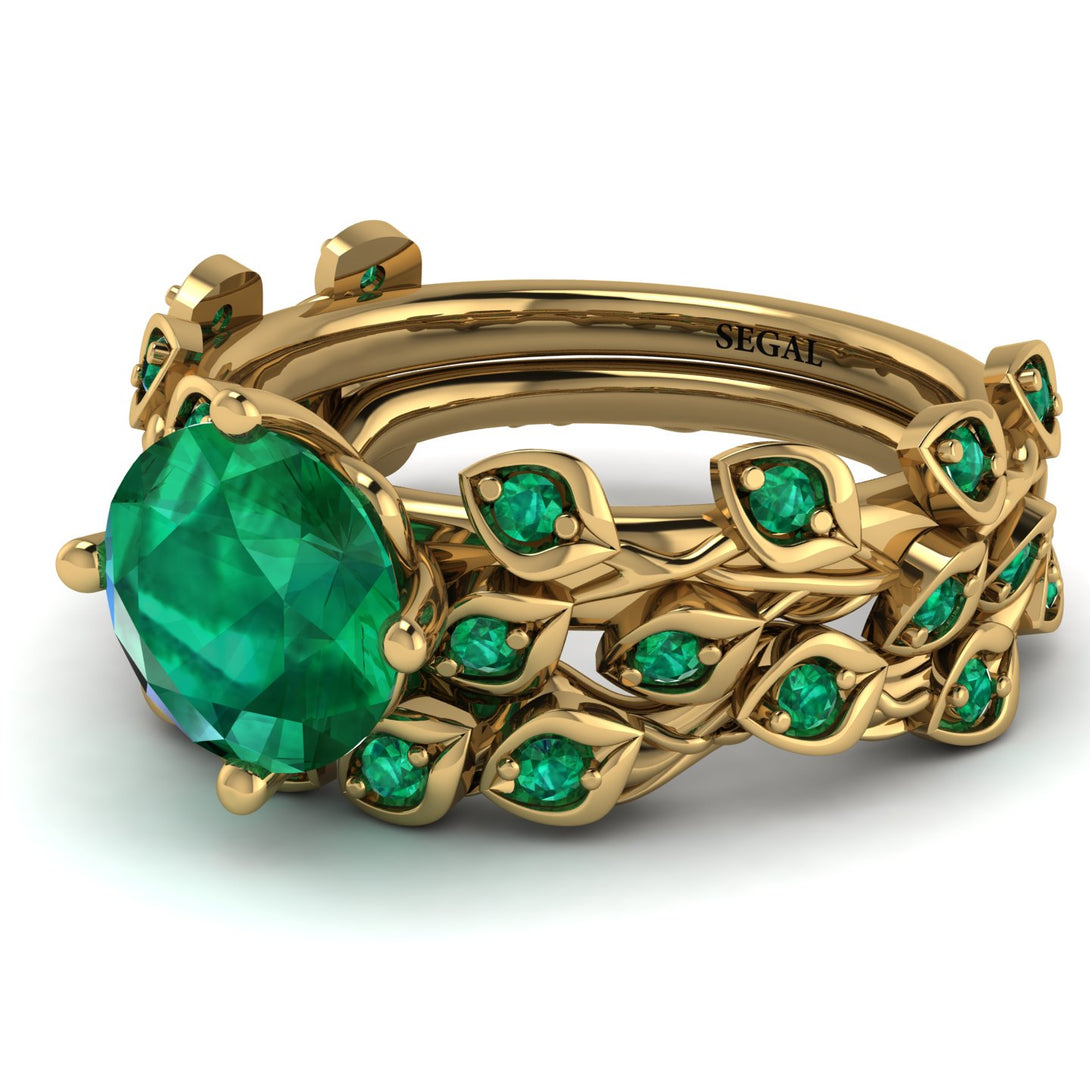Leaves All Around Green Emerald Wedding Bridal Set - Sydney 2ct No. 19