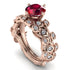 Leaves All Around Red Ruby Wedding Bridal Set - Sydney 2ct No. 11
